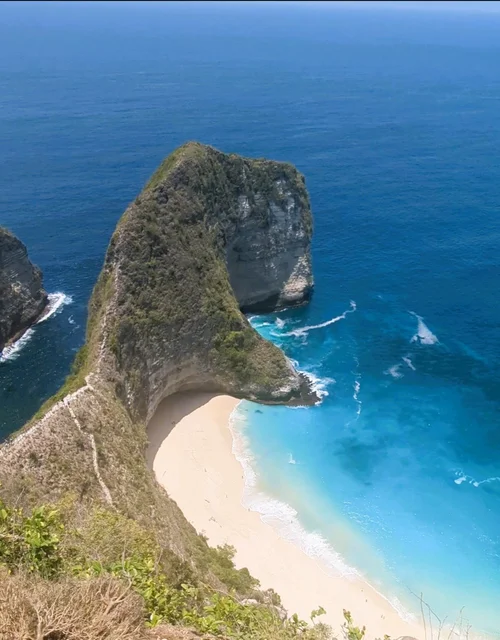 Aerial view of a tropical beach at Nusa Penida.